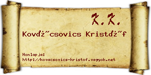 Kovácsovics Kristóf névjegykártya