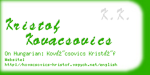kristof kovacsovics business card
